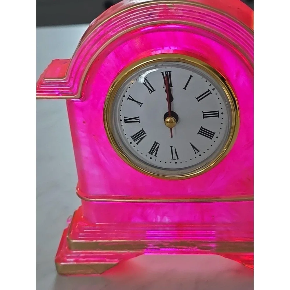 Handmade Resin Desk Clock Decoration‎ Gift  Pink Gold  732